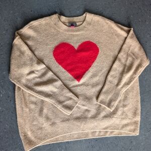 NWOT Vince Camuto Latte Heather Sweater Heart Women’s Medium Brown Pullover